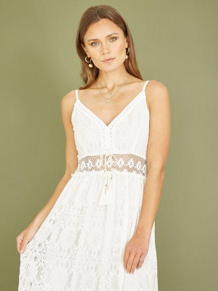 Yumi Lace Maxi Dress, White - view 2, White