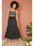 Yumi Tiered Midi Skirt, Black, Black