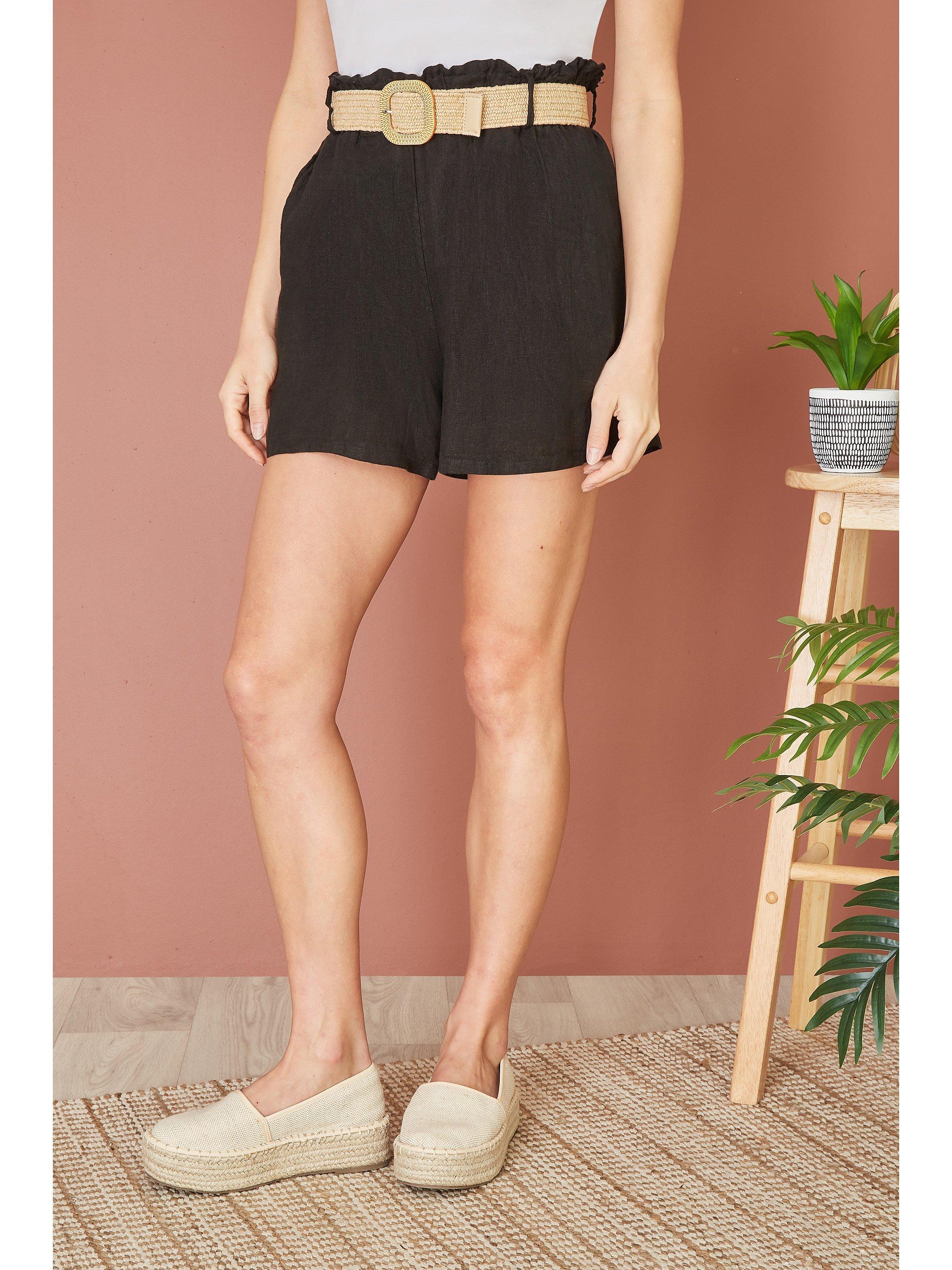 Yumi Linen Shorts, Black