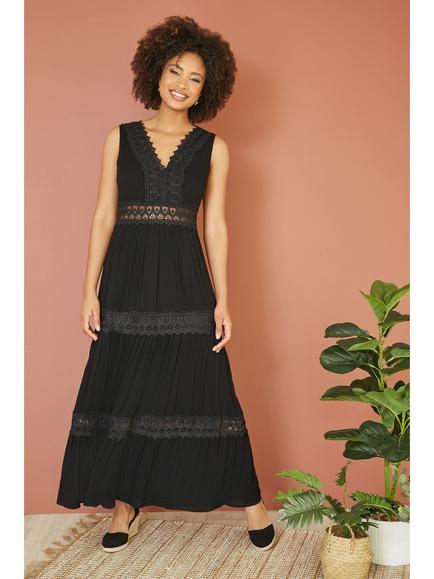 black beach dress uk Black Crinkle Cotton Bloused Beach Dress XSmall / Black / Cotton
