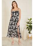 Yumi Floral Midi Dress, Black
