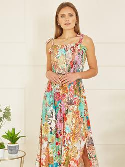 Yumi Patchwork Split Hem Maxi Dress, Multi - view 2, Multi