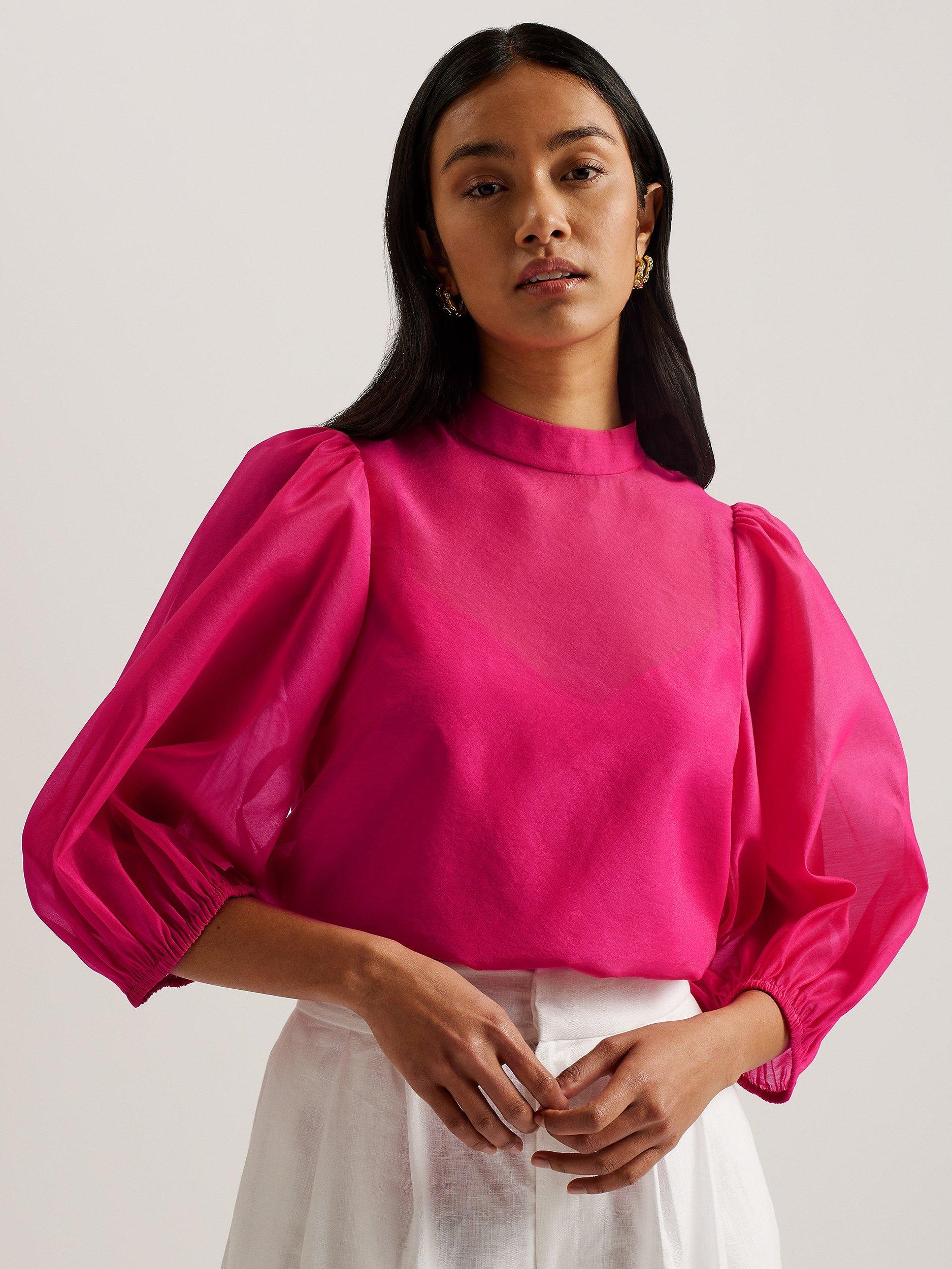 Ted Baker Frias Sheer Organza Top, Hot Pink