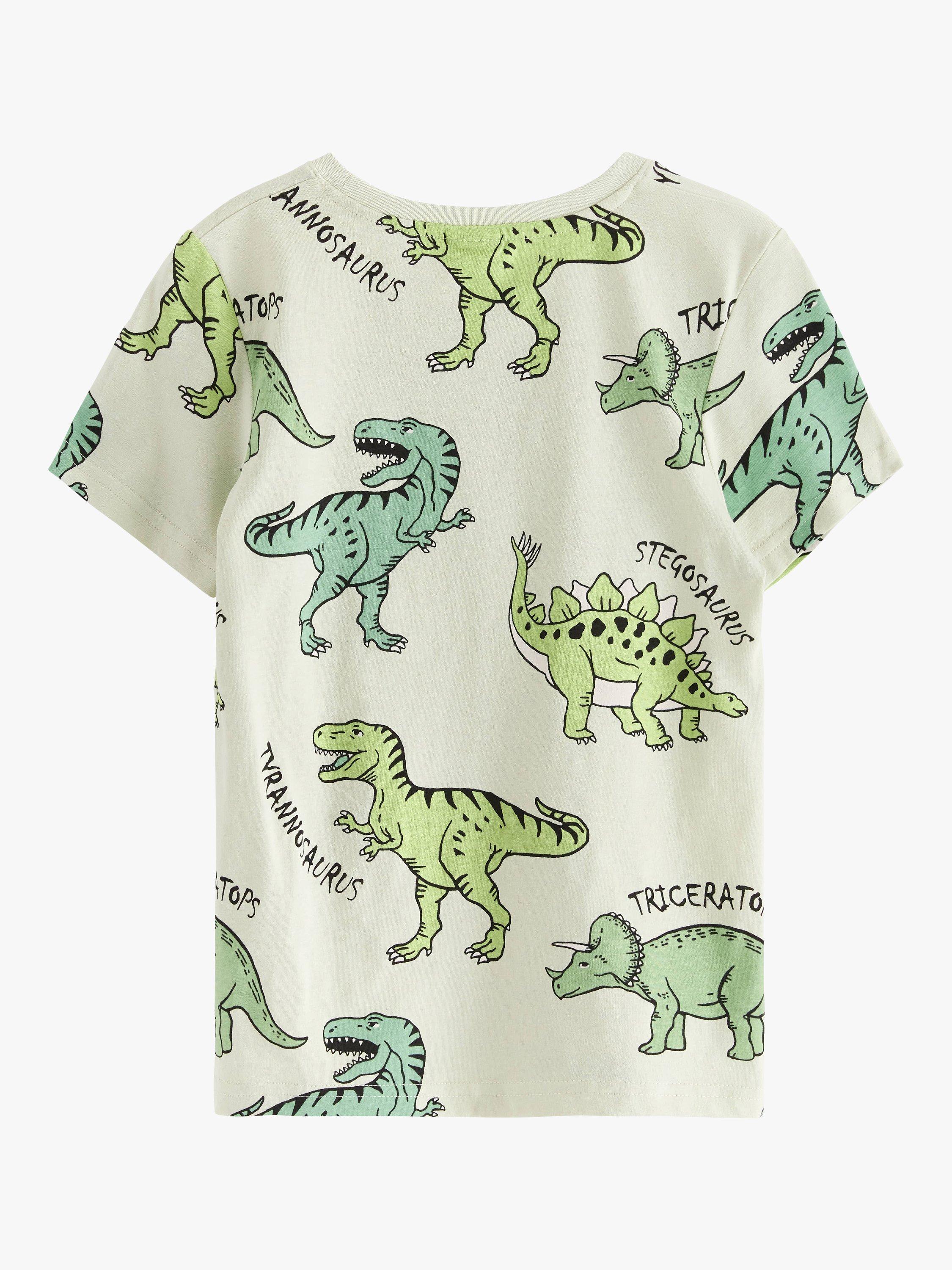 Product image 6 of 7, which shows Lindex Kids' Dinosaur Print T-Shirt, Light Dusty Green, 18-24 months