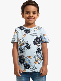 Lindex Kids' Monster Truck Short Sleeve T-Shirt, Light Blue, Light Blue