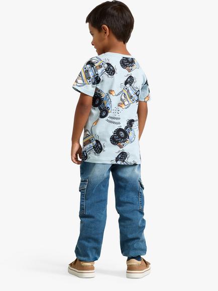 Lindex Kids' Monster Truck Short Sleeve T-Shirt, Light Blue - view 2, Light Blue