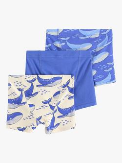 Lindex Kids' Whale Print Hidden Elastic Boxers, Pack Of 3, Dark Blue - view 2, Dark Blue