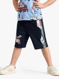 Lindex Kids' Organic Cotton Vehicle Print Soft Shorts, Dark Navy