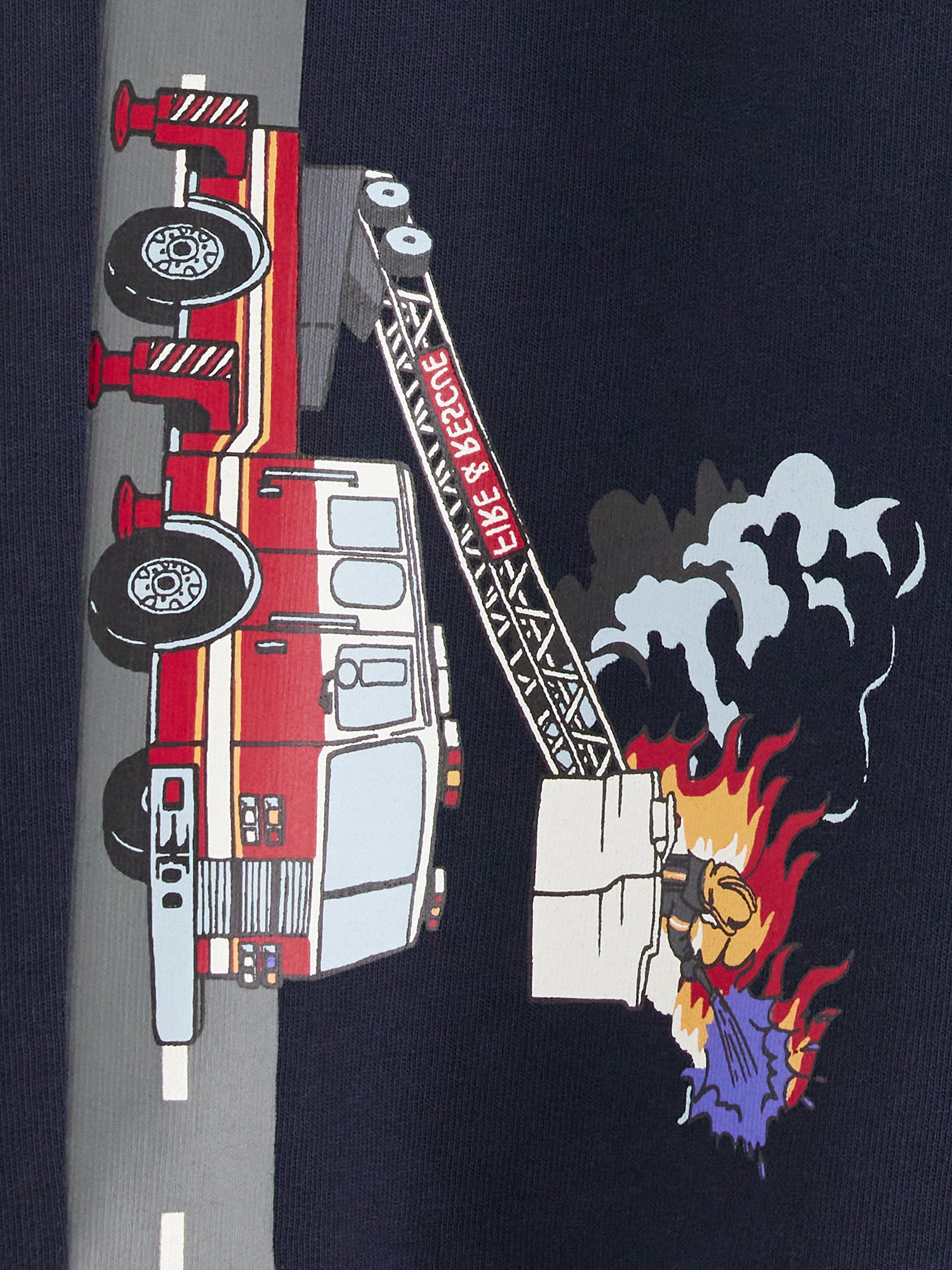 Product image 7 of 7, which shows Lindex Kids' Organic Cotton Vehicle Print Soft Shorts, Dark Navy, 18-24 months