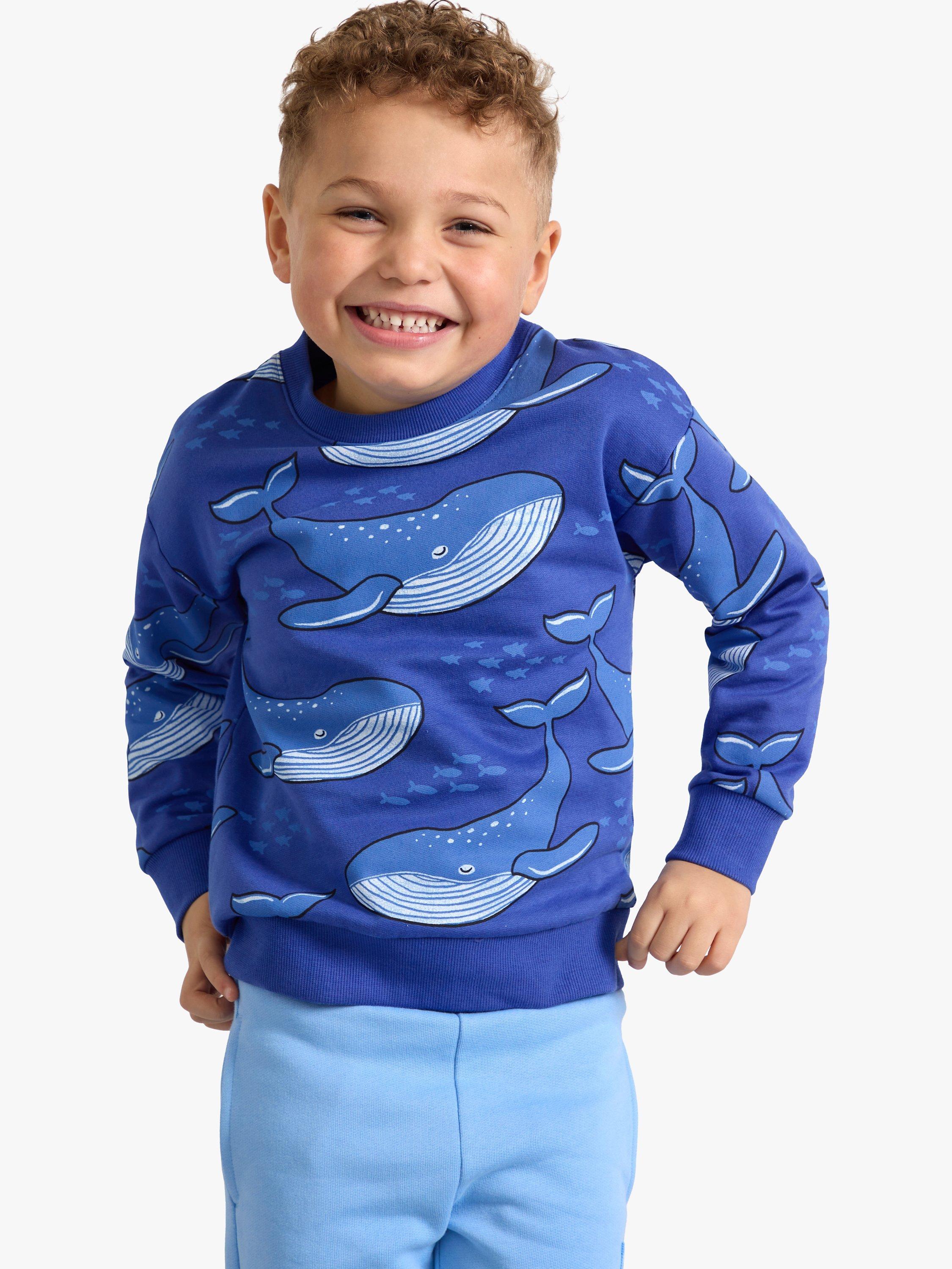 Lindex Kids Organic Cotton Whale Print Sweatshirt Dark Blue