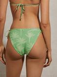 Reiss Thia Palm Tree Print Tie Side Bikini Bottoms, Green/Cream