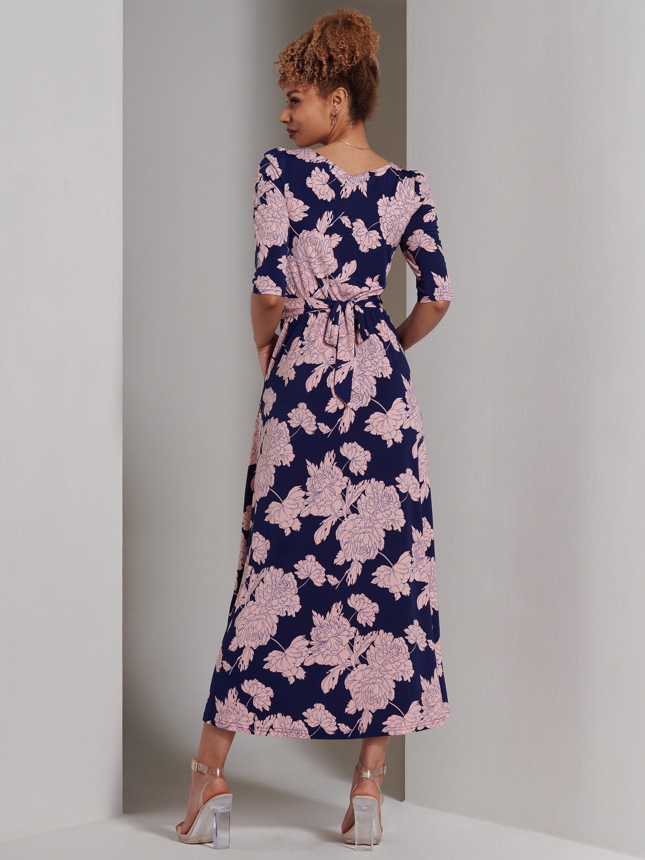 Jolie Moi Parker Floral Print Midi Dress, Navy, 8
