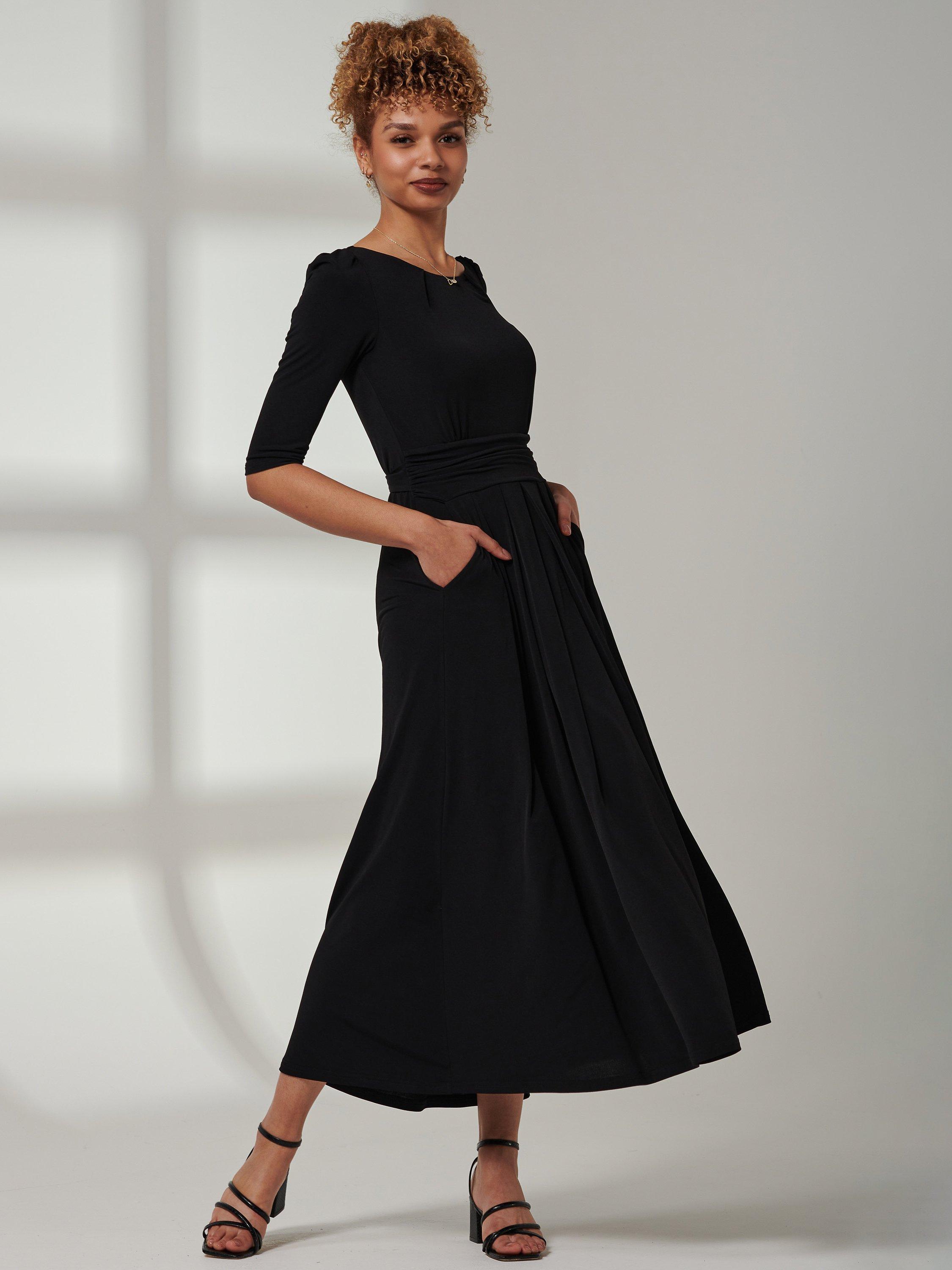 Product image 6 of 7, which shows Jolie Moi Parker Midi Dress, Black, 8
