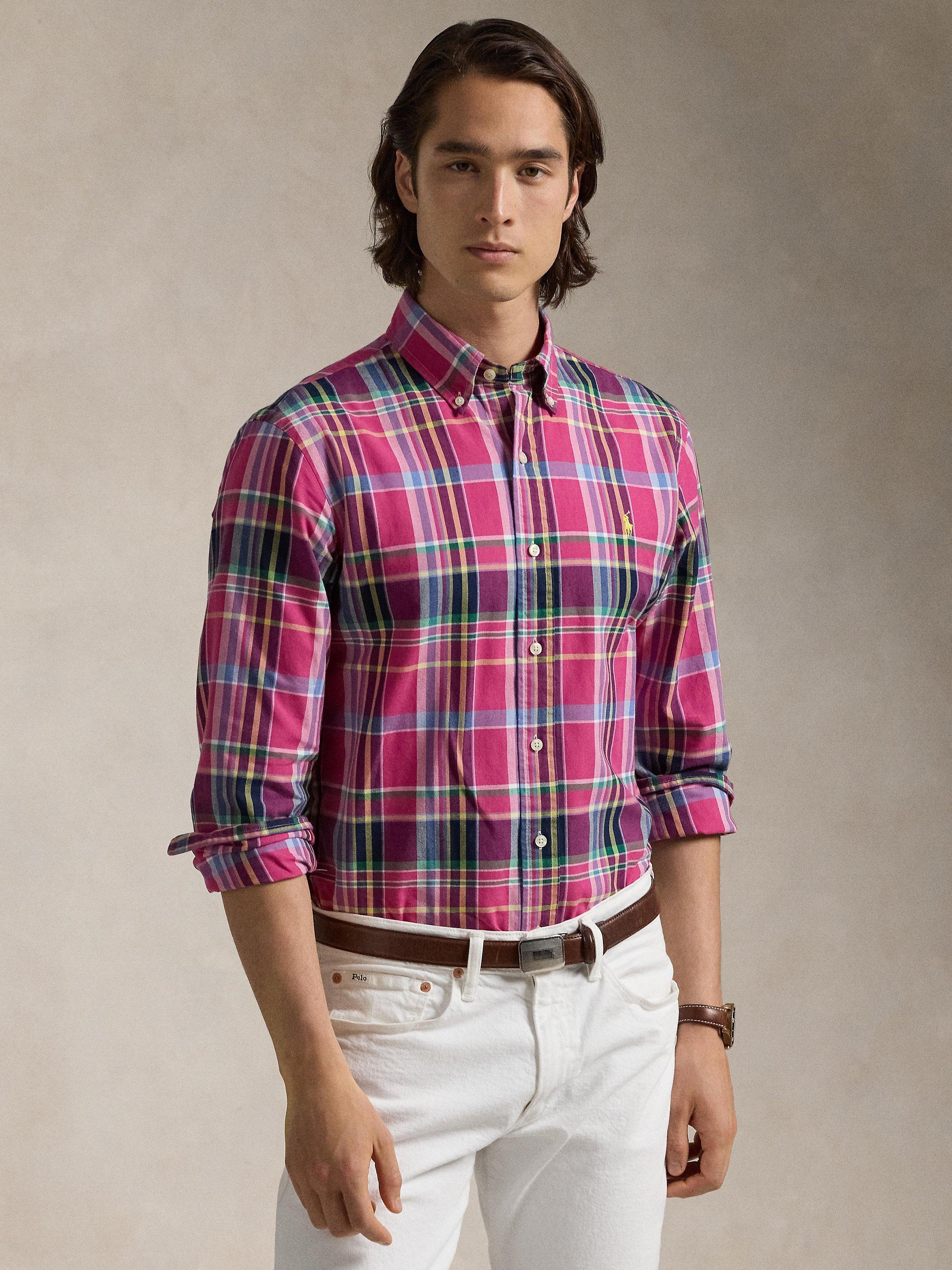 Plaid polo shirt short sleeve best sale