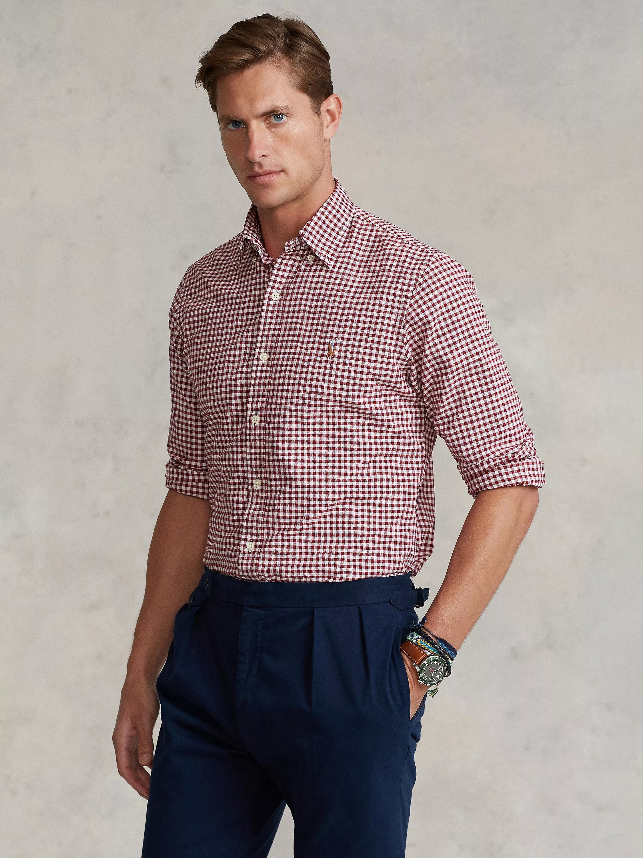 Mens slim fashion fit gingham shirt