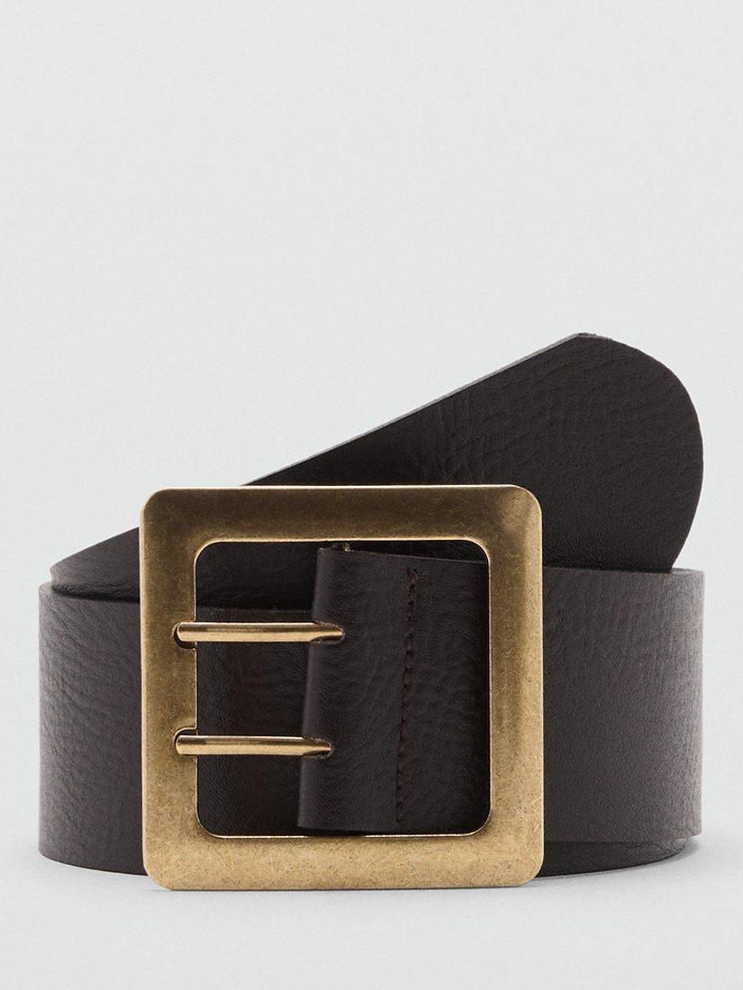 Mango Dua Leather Belt, Brown