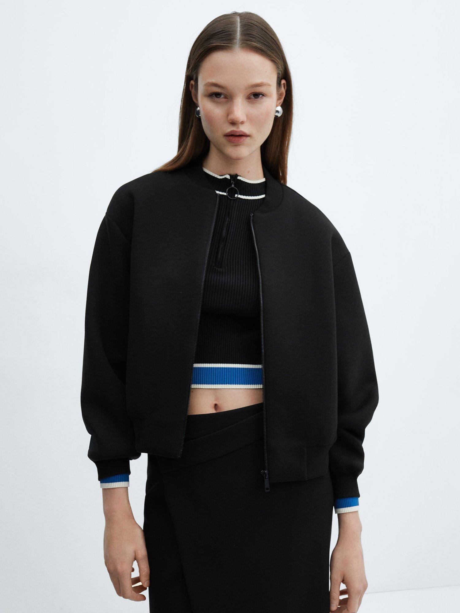 Mango Linkin Bomber Jacket, Black