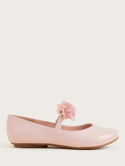 Monsoon Kids' Corsage Flat Ballet Pumps, Pink, Pink