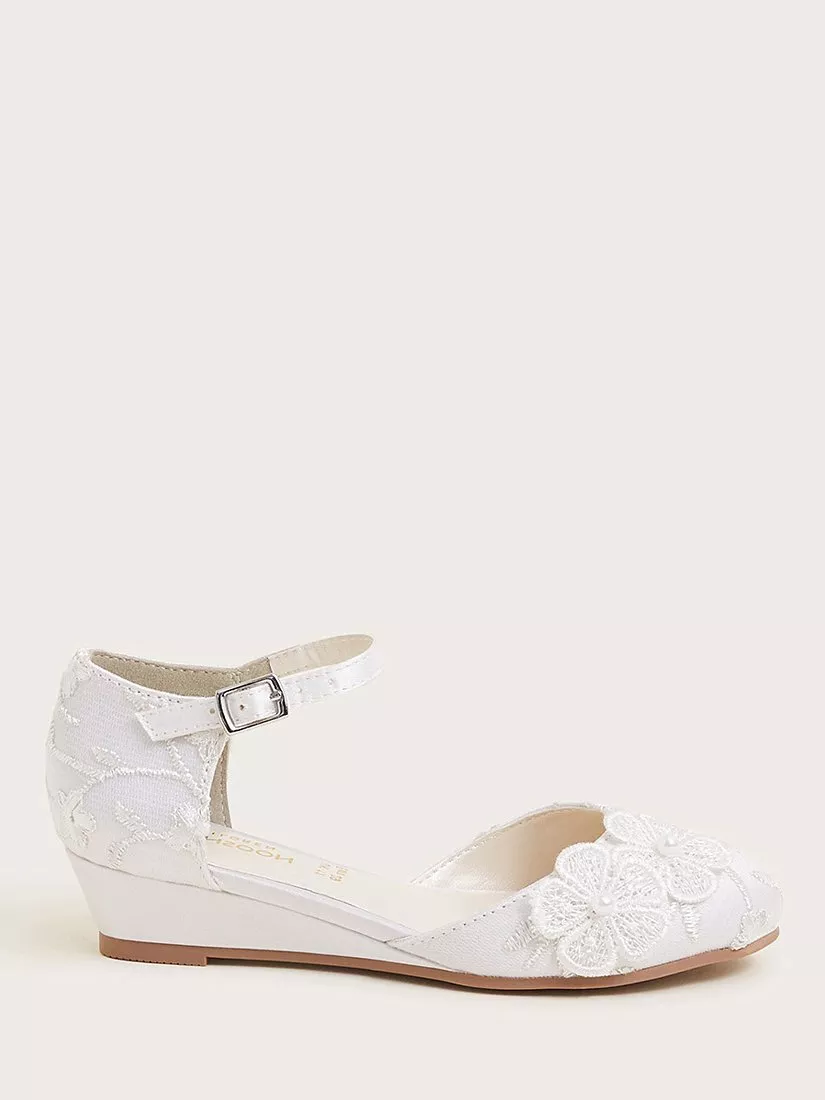Monsoon Kids Bridesmaid Essie Lacey Wedge Shoes Ivory