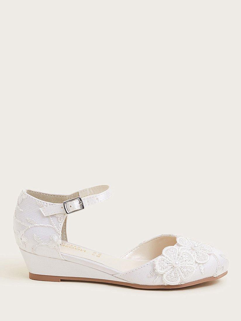 Monsoon Kids Bridesmaid Essie Lacey Wedge Shoes Ivory