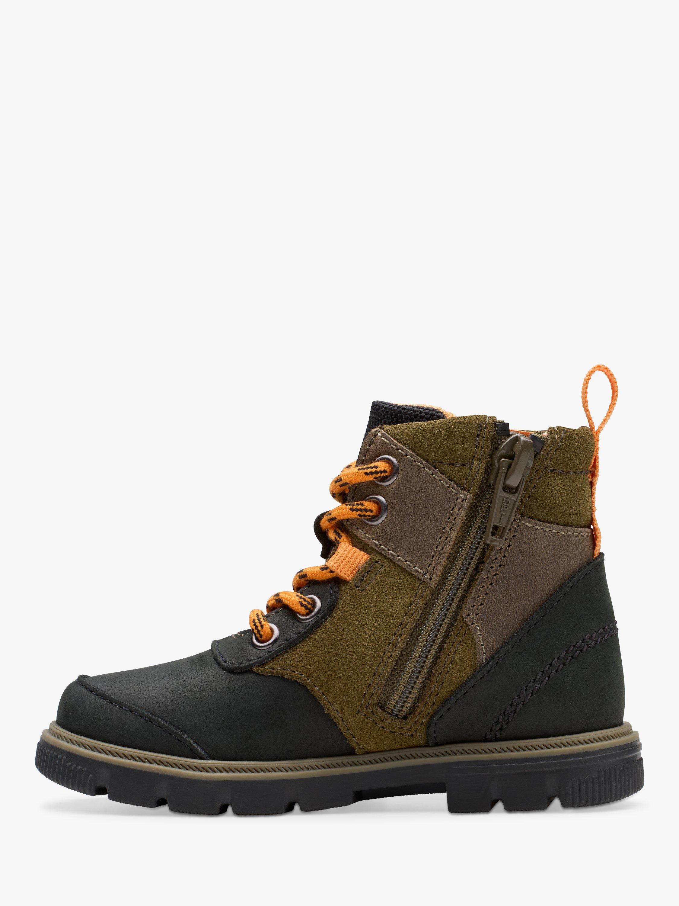 Product image 2 of 7, which shows Clarks Kids' Lorcam Hike Leather Boots, Khaki/Multi, 4 F Jnr