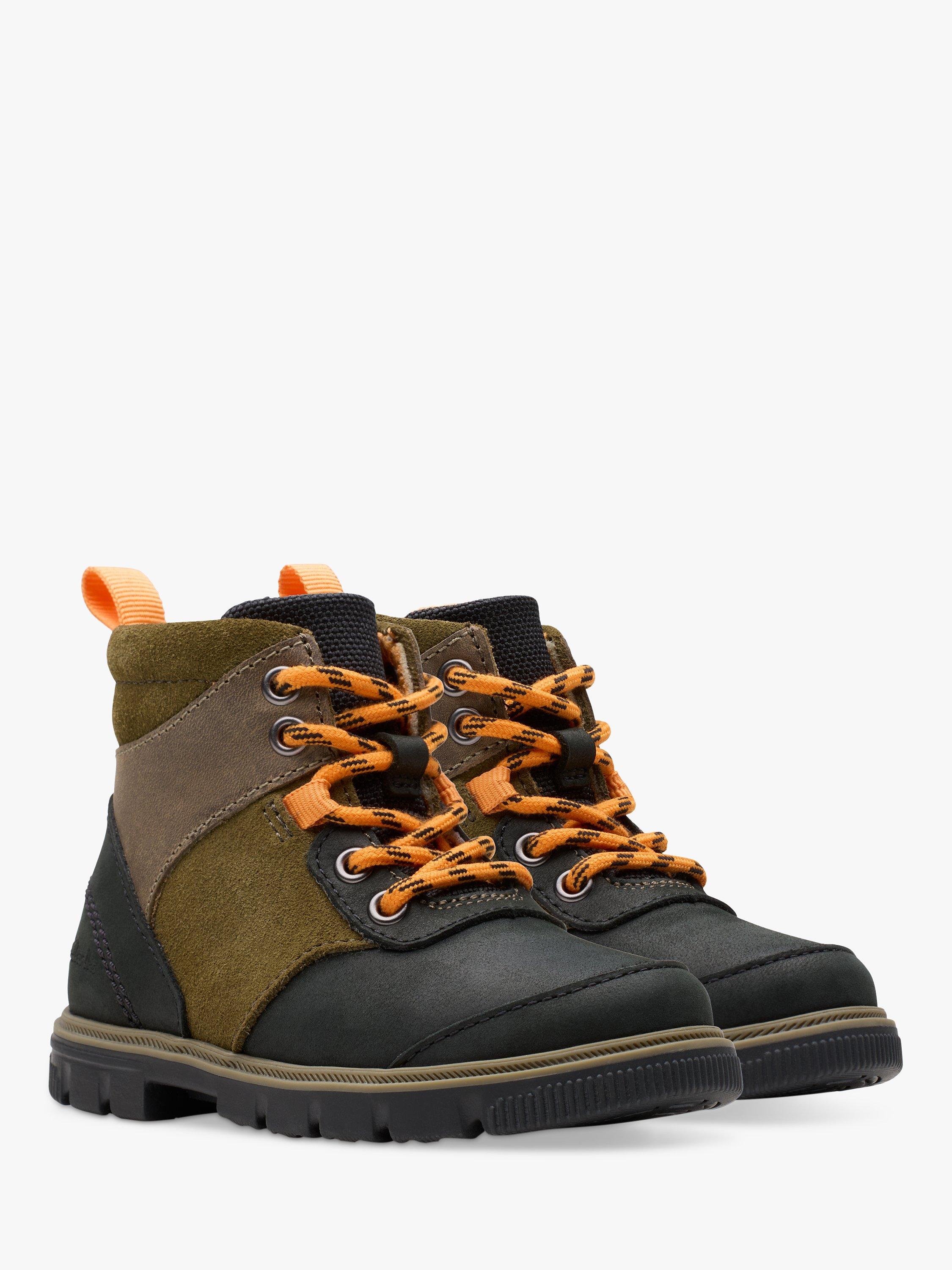 Product image 4 of 7, which shows Clarks Kids' Lorcam Hike Leather Boots, Khaki/Multi, 4 F Jnr