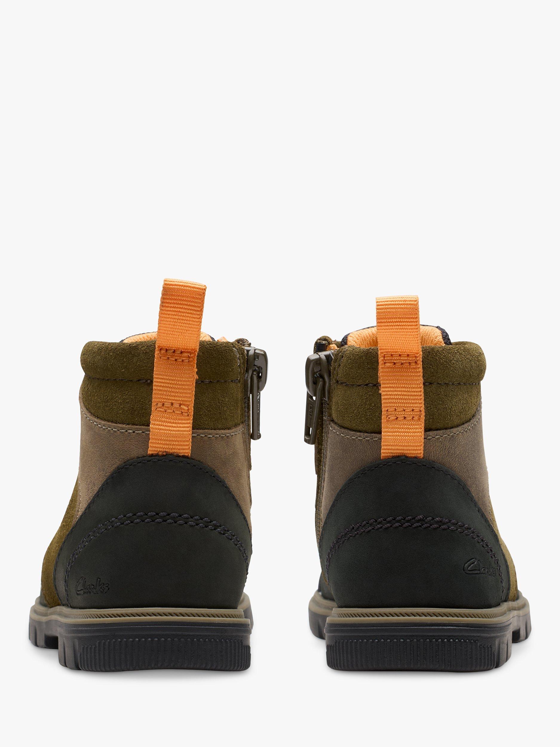 Product image 5 of 7, which shows Clarks Kids' Lorcam Hike Leather Boots, Khaki/Multi, 4 F Jnr