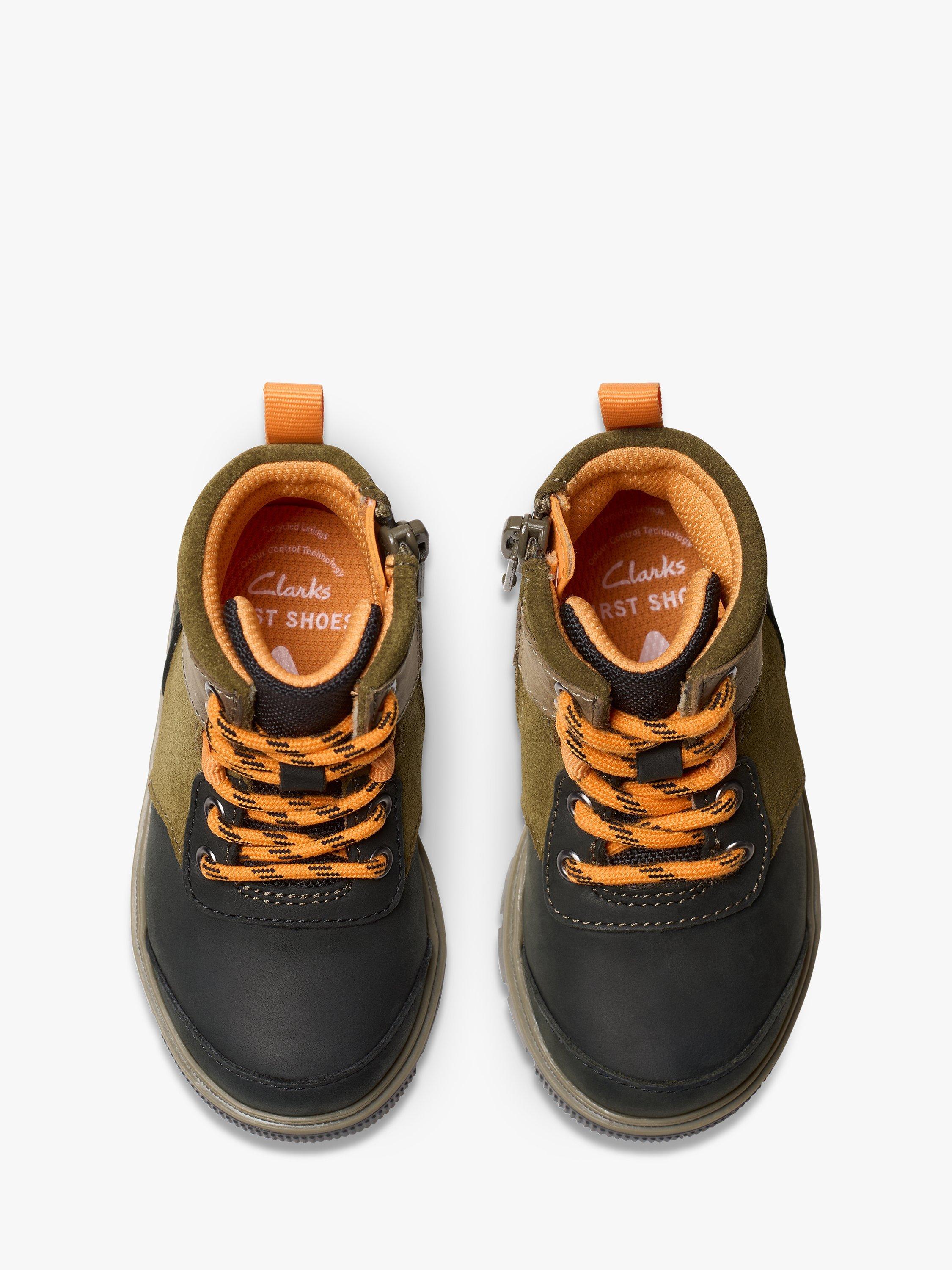 Product image 6 of 7, which shows Clarks Kids' Lorcam Hike Leather Boots, Khaki/Multi, 4 F Jnr