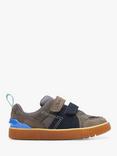 Clarks Kids' Oslo Edge Double Riptape Suede Trainers, Grey Combi