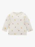 Purebaby Baby Posie Broderie Layering Top, Cream/Multi