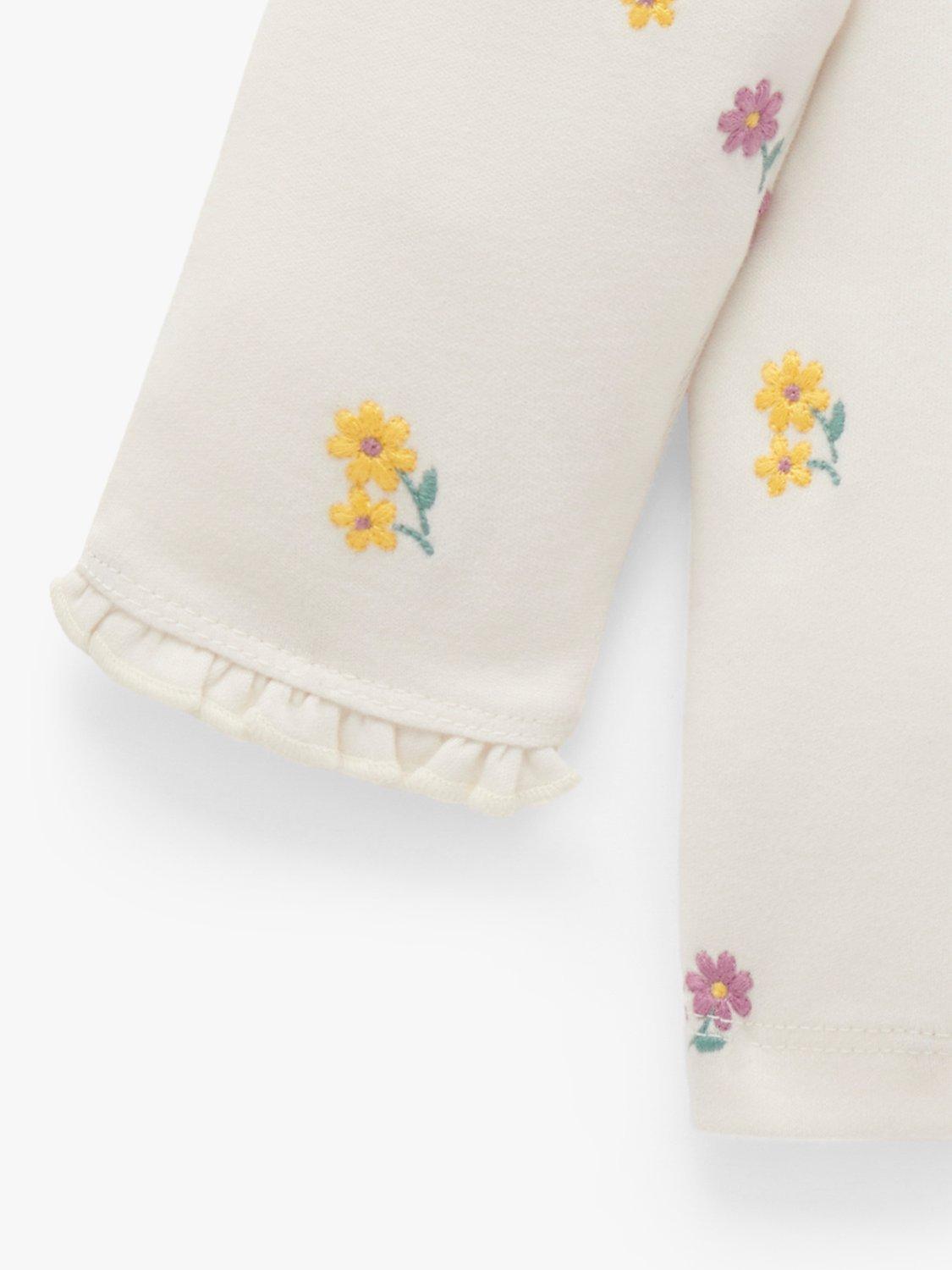 Product image 3 of 6, which shows Purebaby Baby Posie Broderie Layering Top, Cream/Multi, 0-3 months