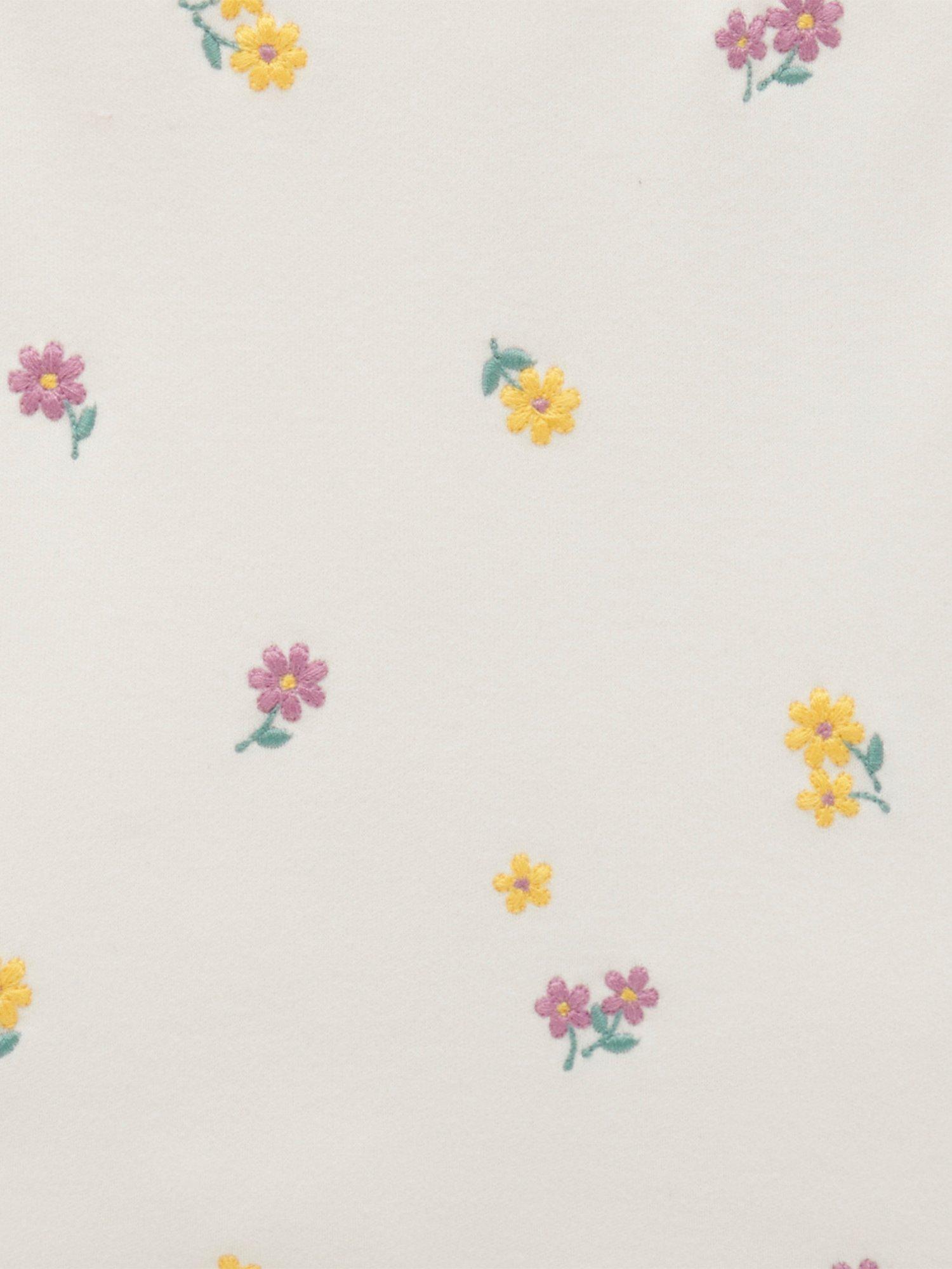 Product image 5 of 6, which shows Purebaby Baby Posie Broderie Layering Top, Cream/Multi, 0-3 months