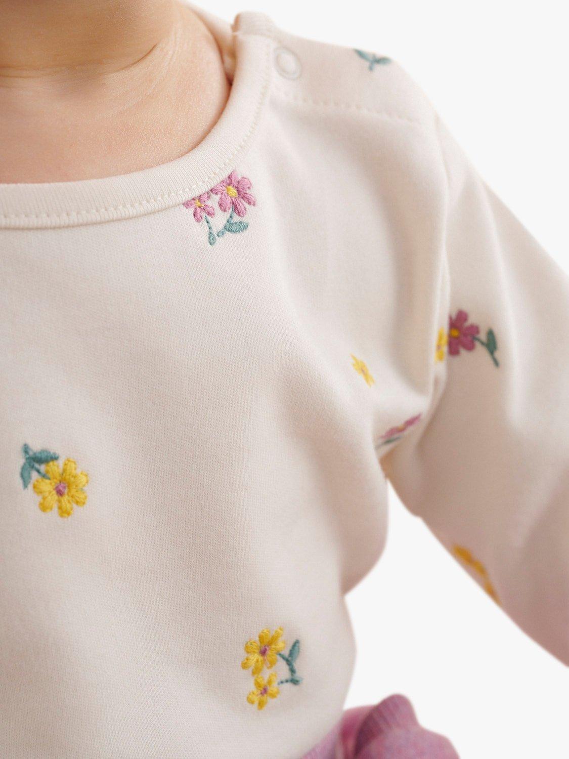 Product image 6 of 6, which shows Purebaby Baby Posie Broderie Layering Top, Cream/Multi, 0-3 months
