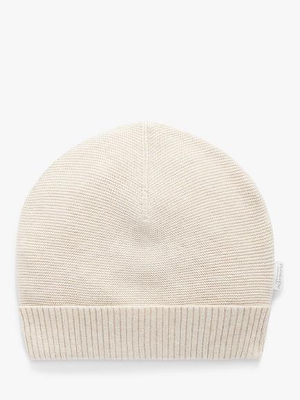 Purebaby Baby Essentials Textured Beanie, Wheat Melange - view 2, Wheat Melange