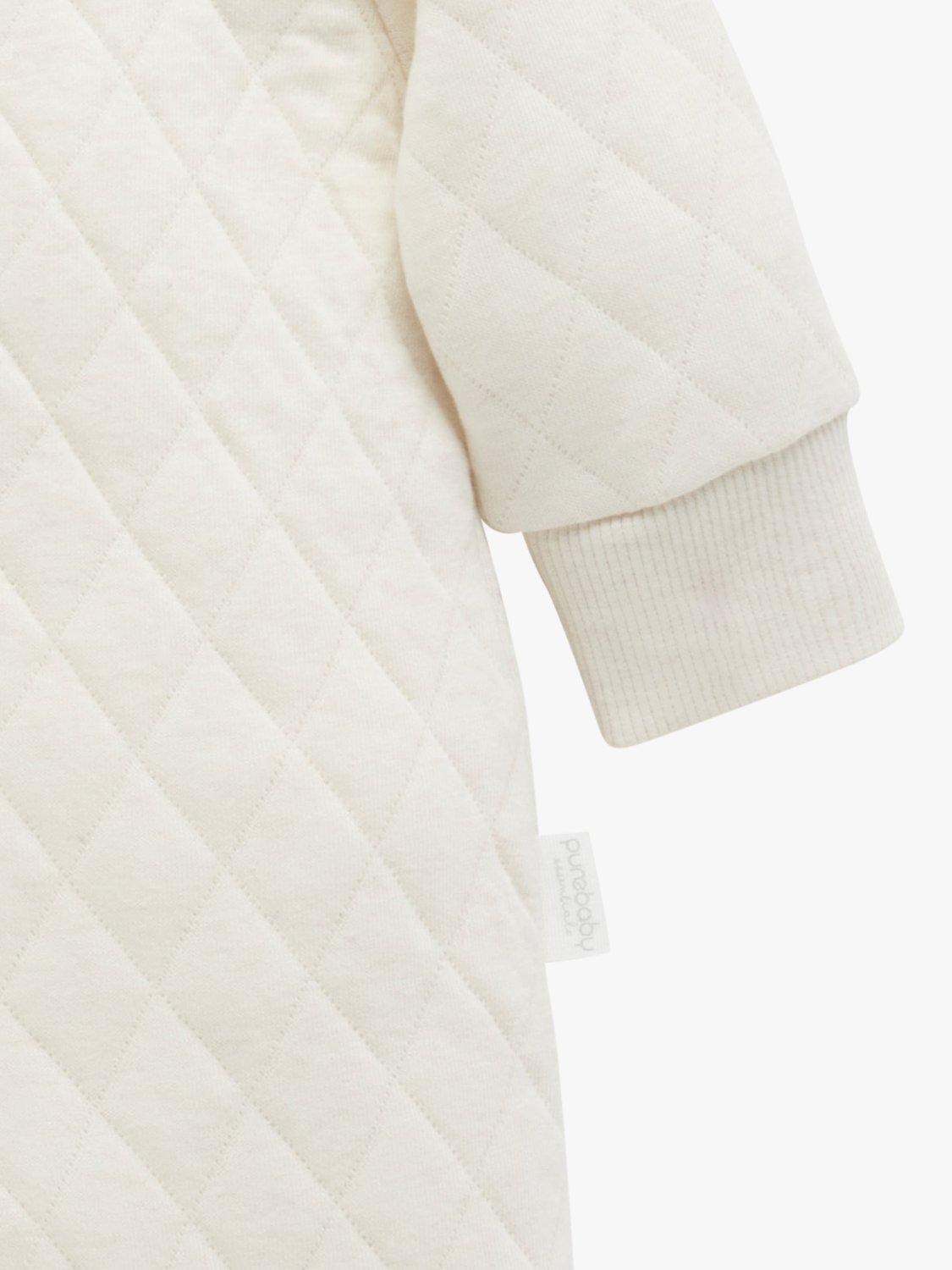 Product image 3 of 5, which shows Purebaby Baby Essentials Quilted Pramsuit, Wheat Melange, Newborn
