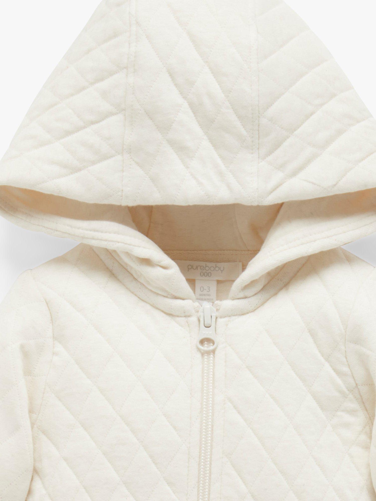 Product image 4 of 5, which shows Purebaby Baby Essentials Quilted Pramsuit, Wheat Melange, Newborn
