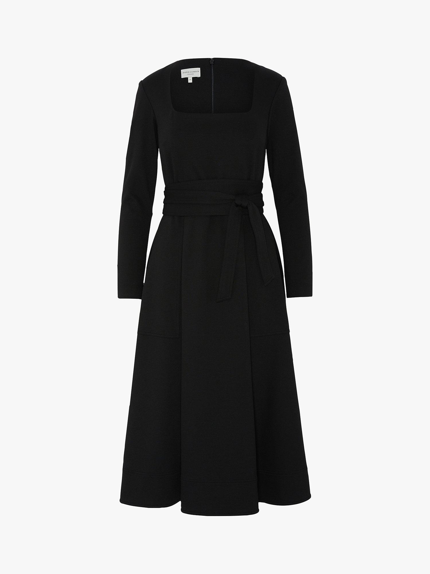 Product image 3 of 4, which shows Jasper Conran London Esther Jersey Scoop Neck Midi Dress, Black, 8