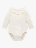 Purebaby Baby Organic Cotton Ruffle Pointelle Bodysuit, Cloud