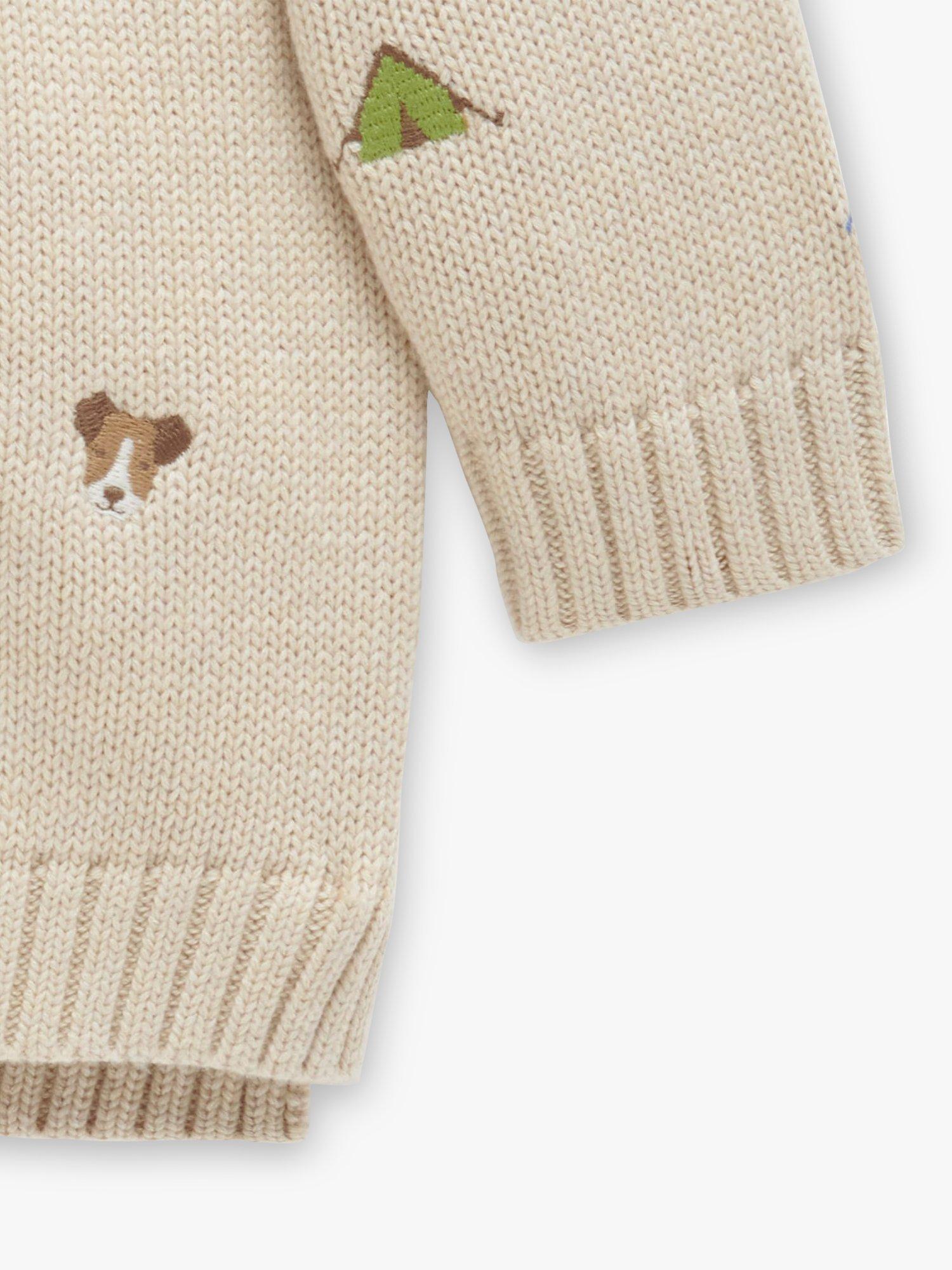 Product image 5 of 5, which shows Purebaby Baby Organic Cotton Gone Fishing Jumper, Oatmeal Melange, 0-3 months