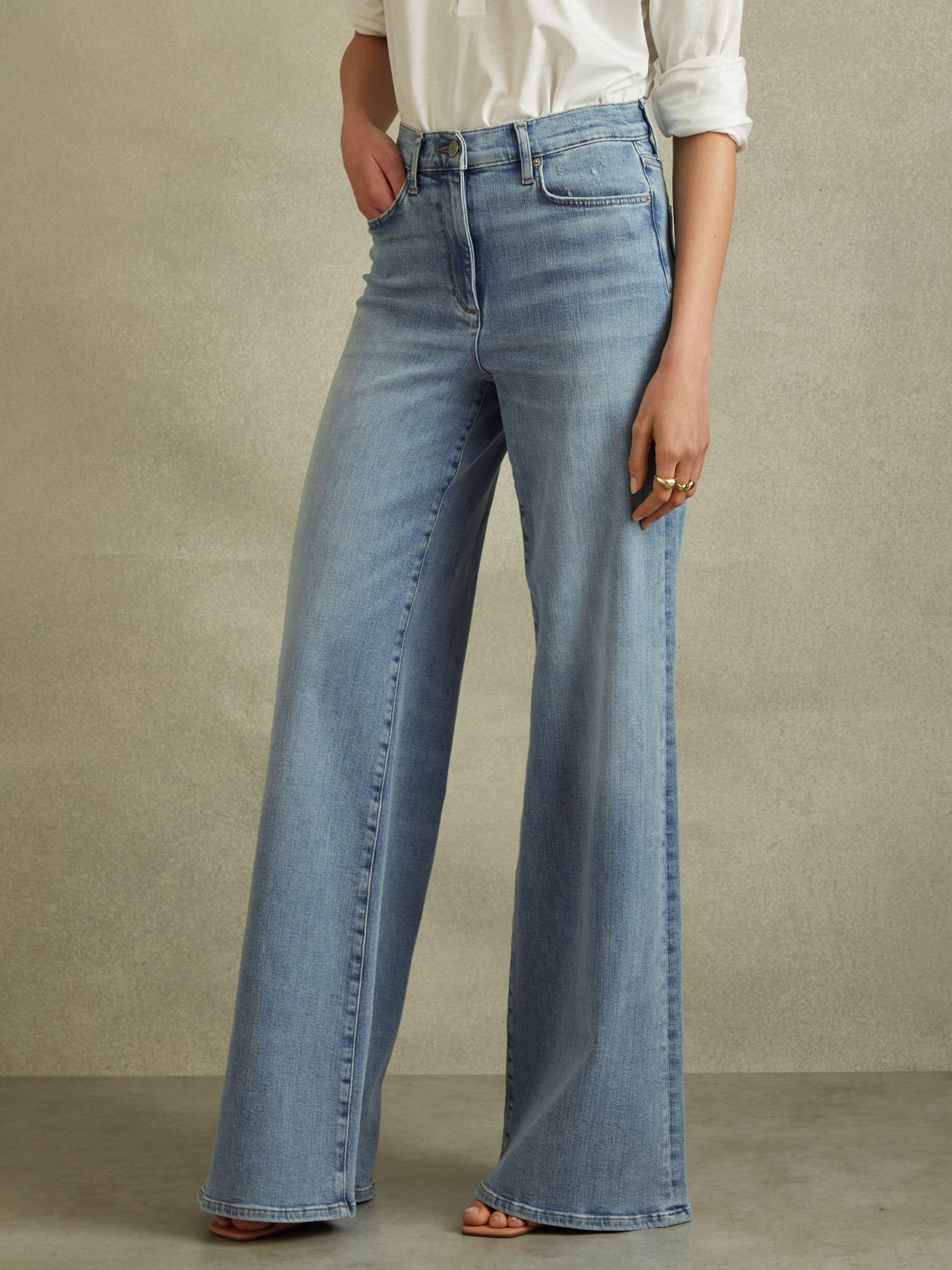 Reiss Ameria Wide Leg Jeans, Light Blue