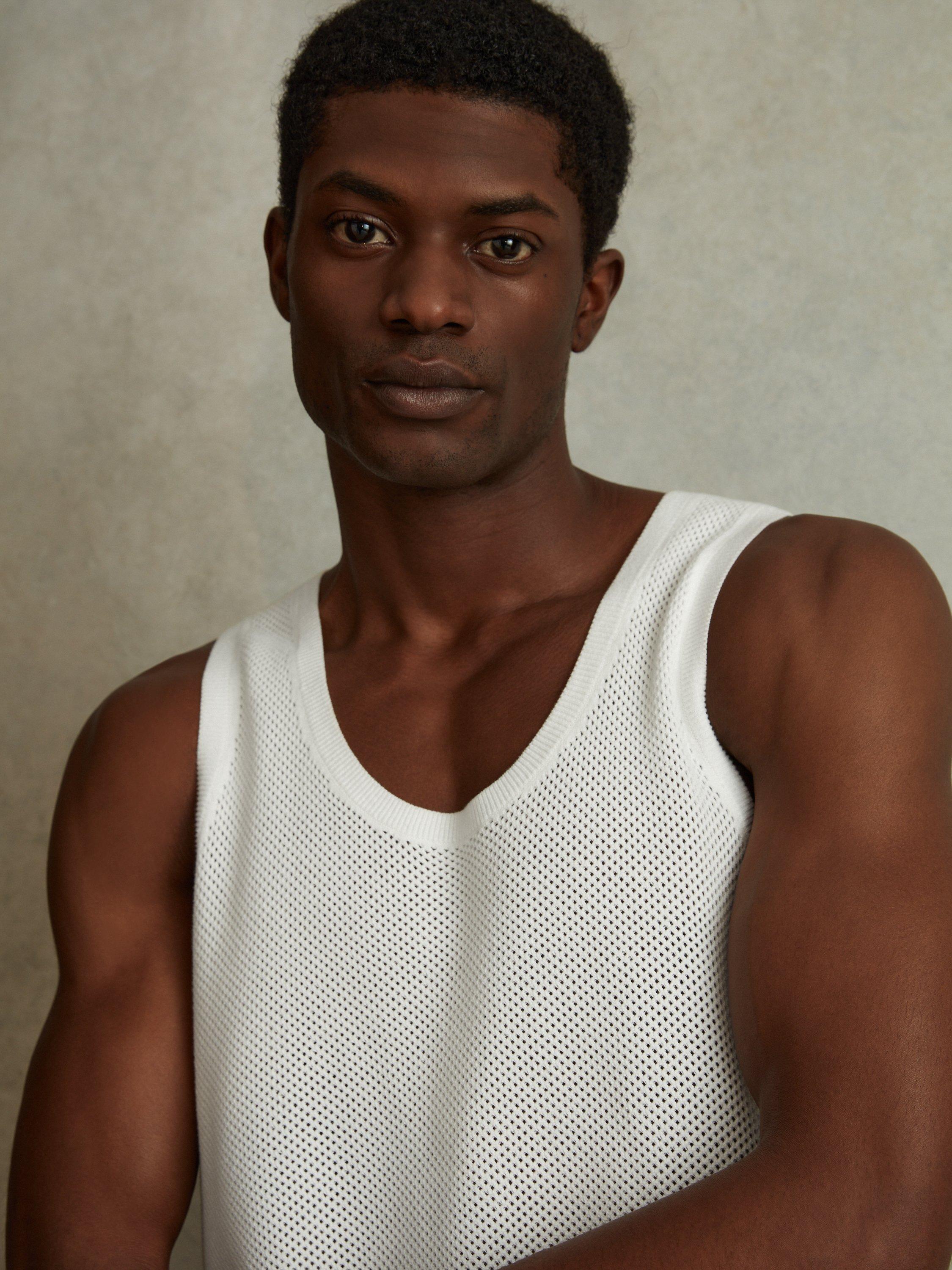 Reiss Velo Sleeveless Textured Vest Top, Optic White