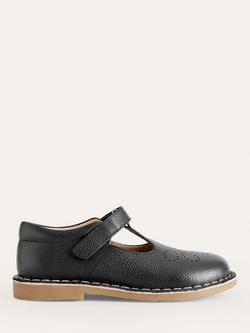 Mini Boden Kids' Leather T-Bar Flats, Black, Black
