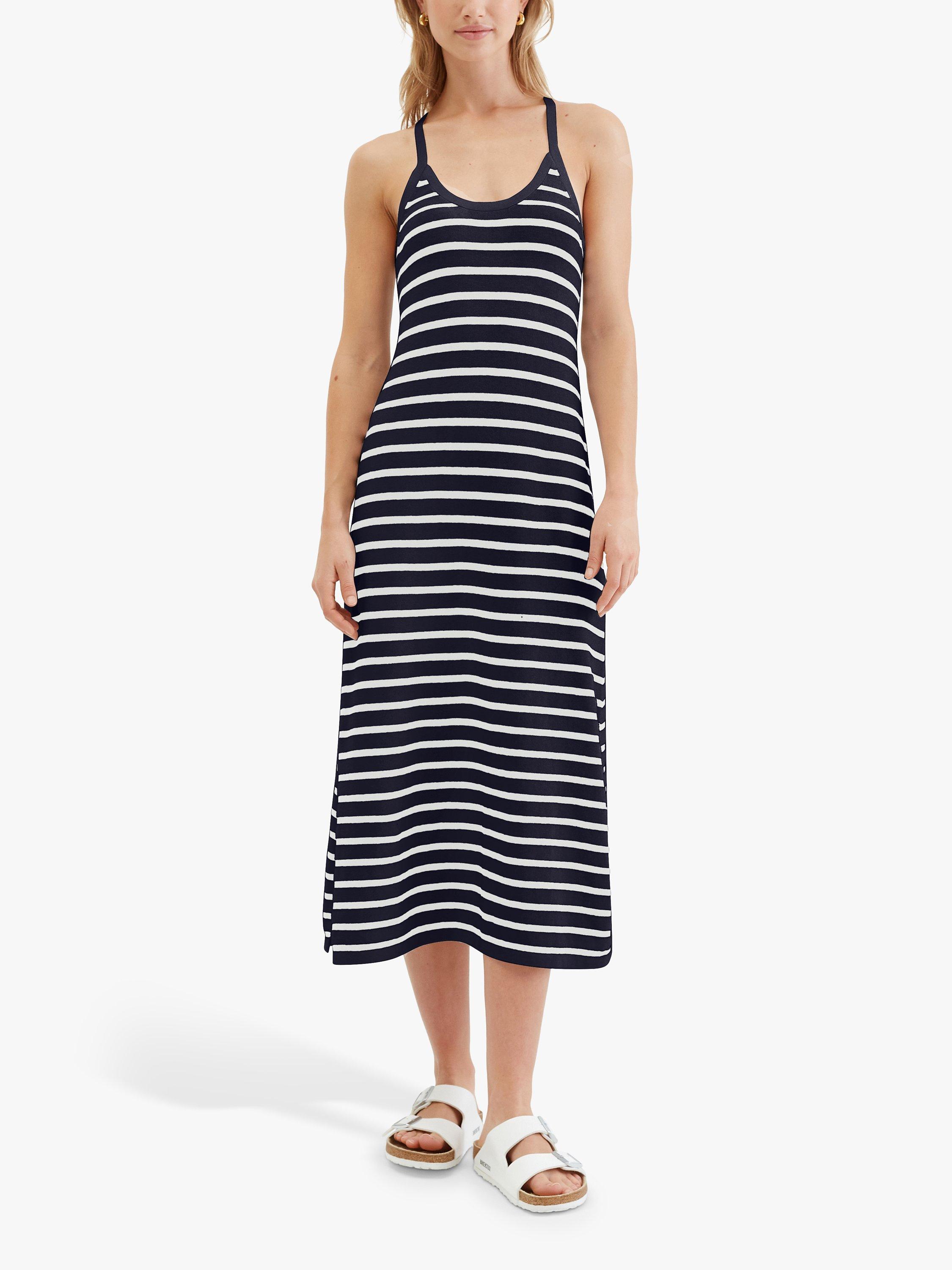 Chinti & Parker Breton Stripe Midi Dress, Navy/Cream