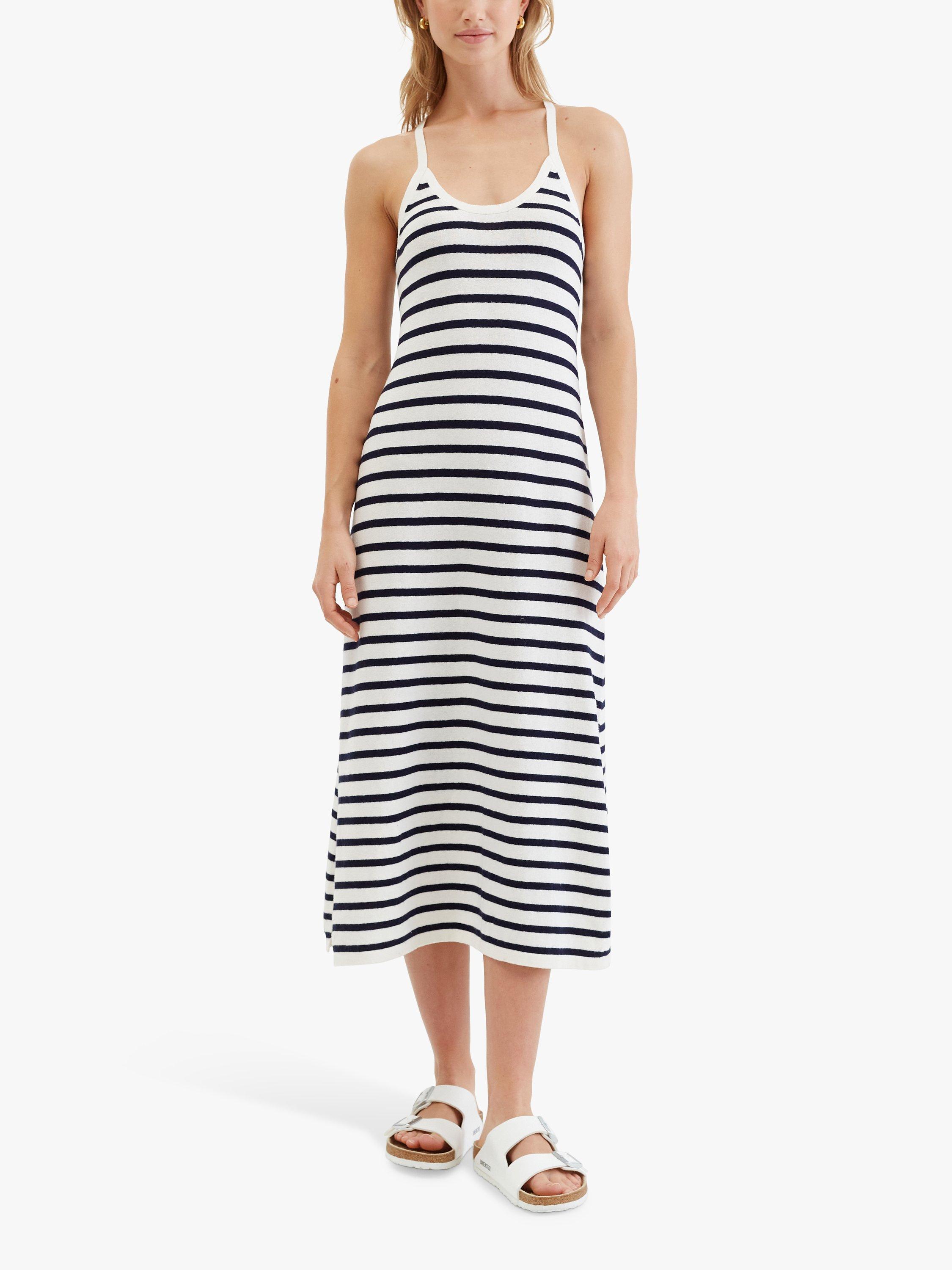 Chinti & Parker Breton Stripe Midi Dress, Cream/Navy