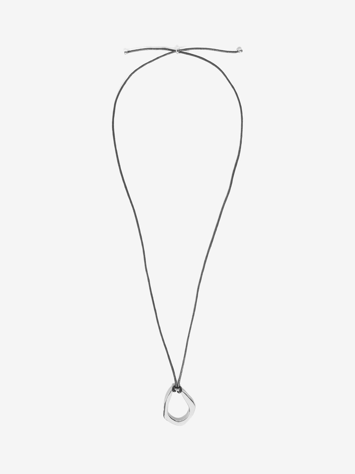 Mint Velvet Leather Pendant Necklace, Silver