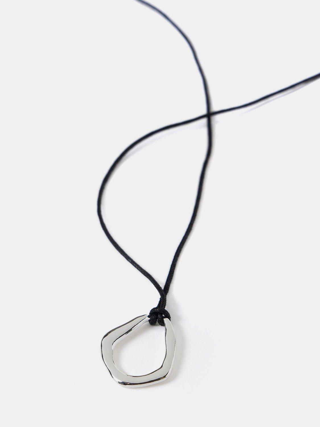 Mint Velvet Leather Pendant Necklace, Silver