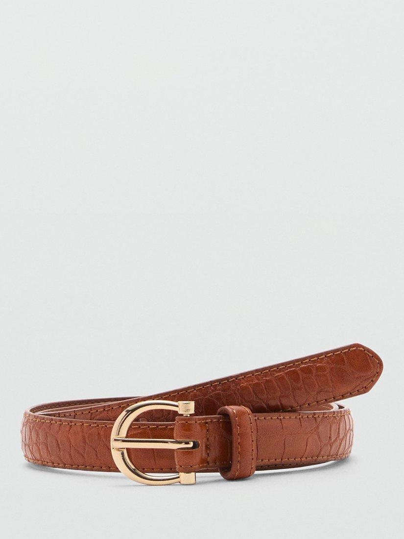 Mango Mev Animal Print Effect Belt, Brown