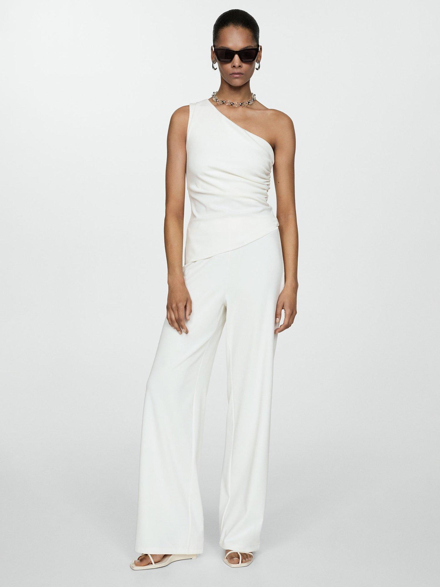 Mango Atis Wide Leg Trousers, White