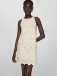 Mango Tika Embroidered Mini Dress, Beige