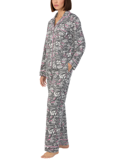 DKNY Graffiti Notch Collar Pyjama Set, Grey/Multi - view 2, Grey/Multi